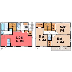 雀宮駅 徒歩32分 1-2階の物件間取画像